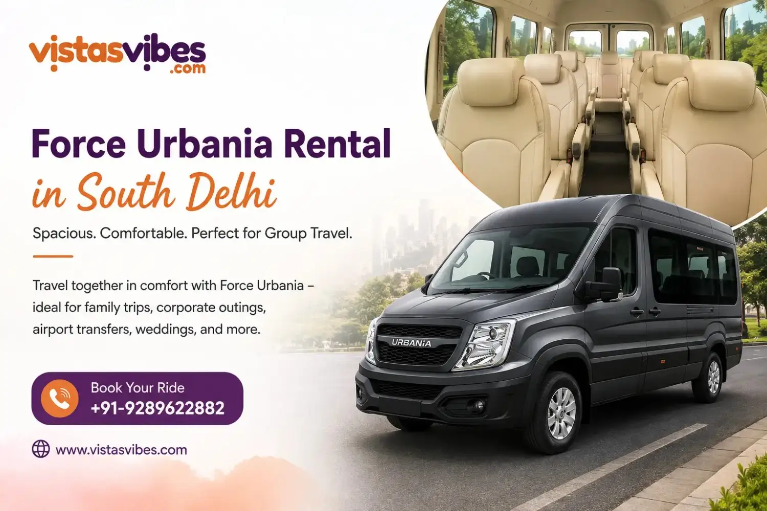 Force Urbania Rental in South Delhi for Comfortable Group Travel